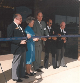 The Ribbon cutting ceremony for the Reston headquarters building, September 1983.  (Source: National Model Aviation Museum Archives, AMA Collection #0001.)