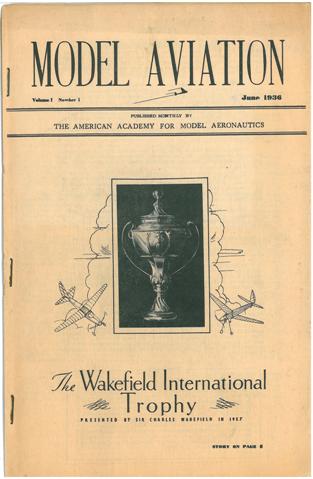 The cover of the first issue of Model Aviation, handed out at the 1936 National Aeromodeling Championships.